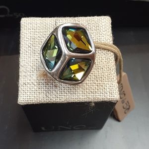 Uno de 50 Ring with Bluegreenish Swarovski Cryst